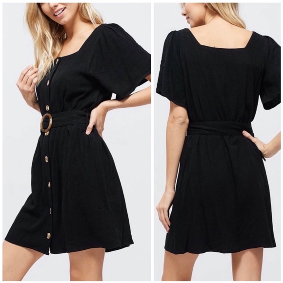 LAST2️⃣❗️Button Down Linen Dress with Waist Belt - Picture 2 of 2